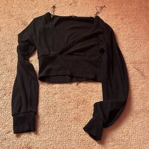 Ardene - Black V-Neck Crop Top